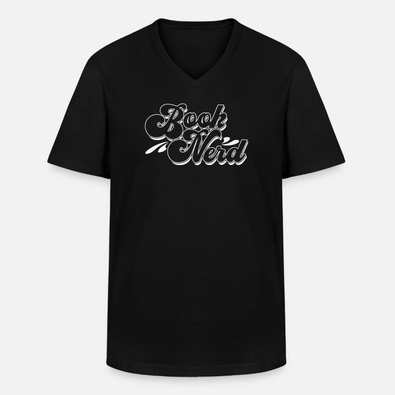 Brook Nerd Script Logo - Männer-T-Shirt mit V-Ausschnitt - Schwarz