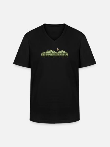 Mountains Forest Nature Trees Outdoor Nature Lovers - Men's V-Neck T-Shirt - black