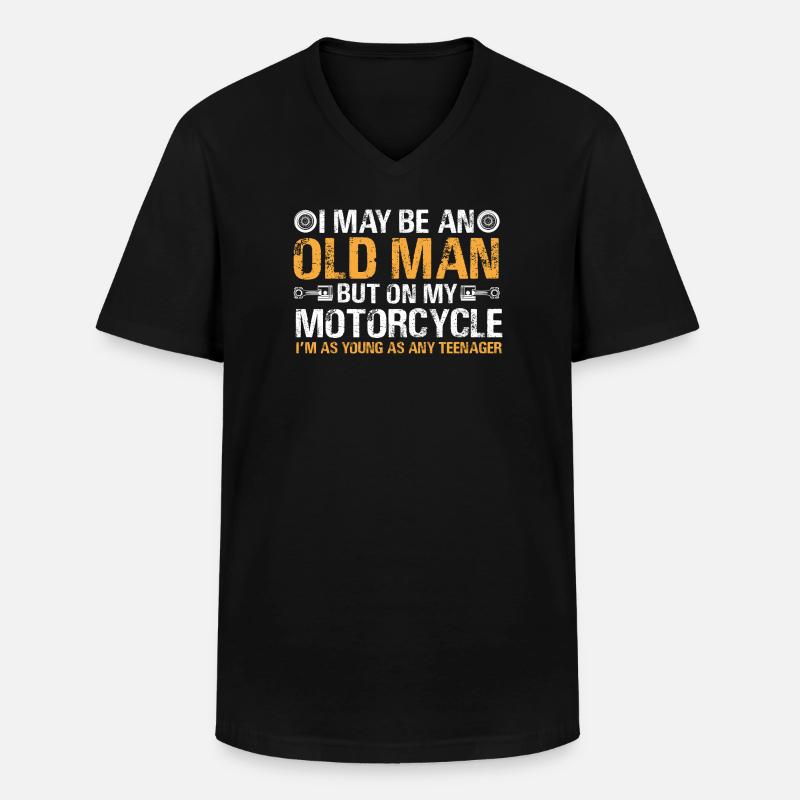 Motorrad alter Mann - Männer-T-Shirt mit V-Ausschnitt - Schwarz