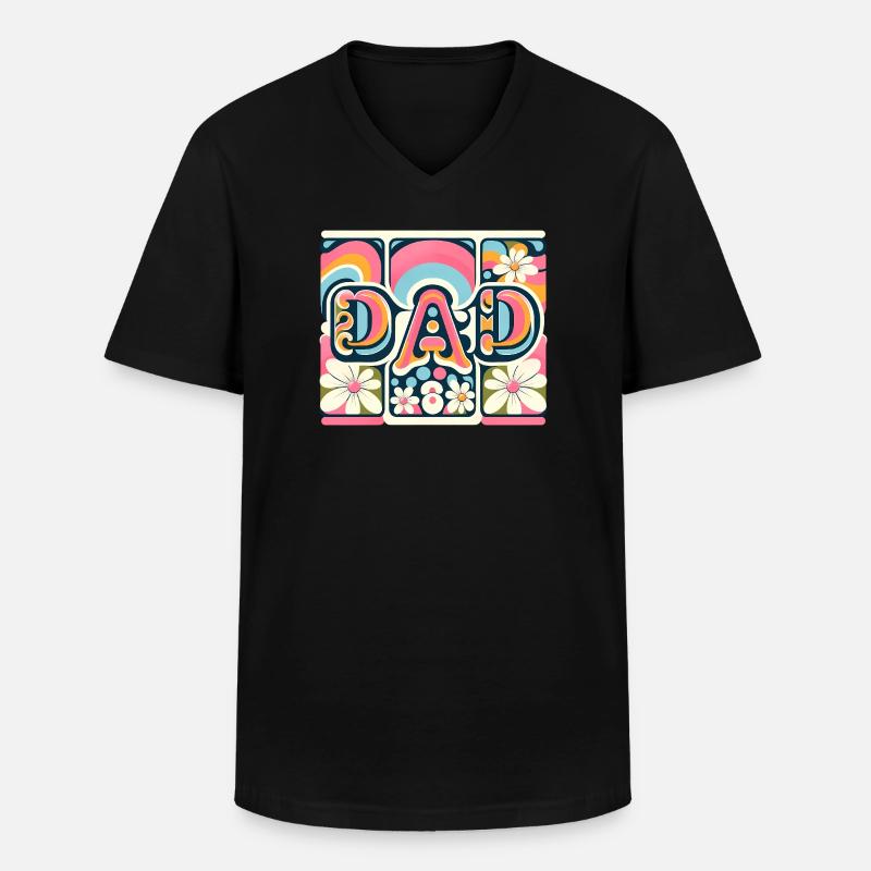 Flower Dad Blumen-Paneele - Männer-T-Shirt mit V-Ausschnitt - Schwarz