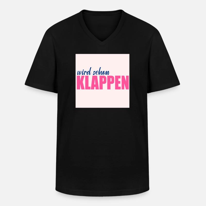 Will work out Optimism - Men's V-Neck T-Shirt - black