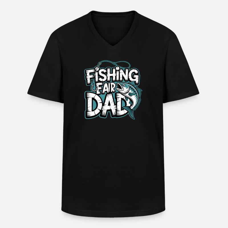 Fischfang Papa Comic Tee - Männer-T-Shirt mit V-Ausschnitt - Schwarz