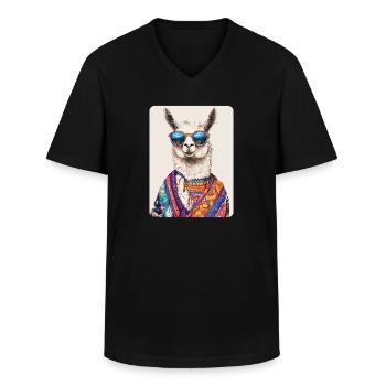lama - Men's V-Neck T-Shirt - black - Front - AI Model Male 178 dark (178cm)