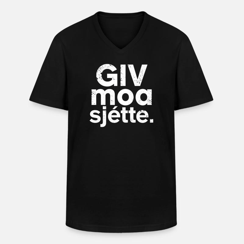 Giv moa sjette. Westflämisches Dialekthemd - Männer-T-Shirt mit V-Ausschnitt - Schwarz