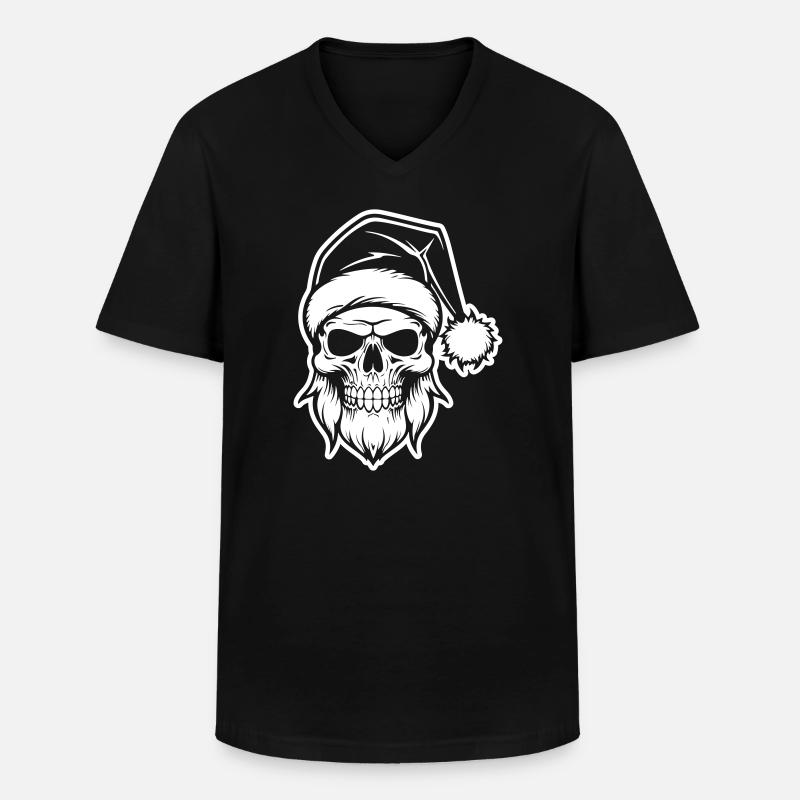 Weihnachtsmann Totenkopf - Männer-T-Shirt mit V-Ausschnitt - Schwarz