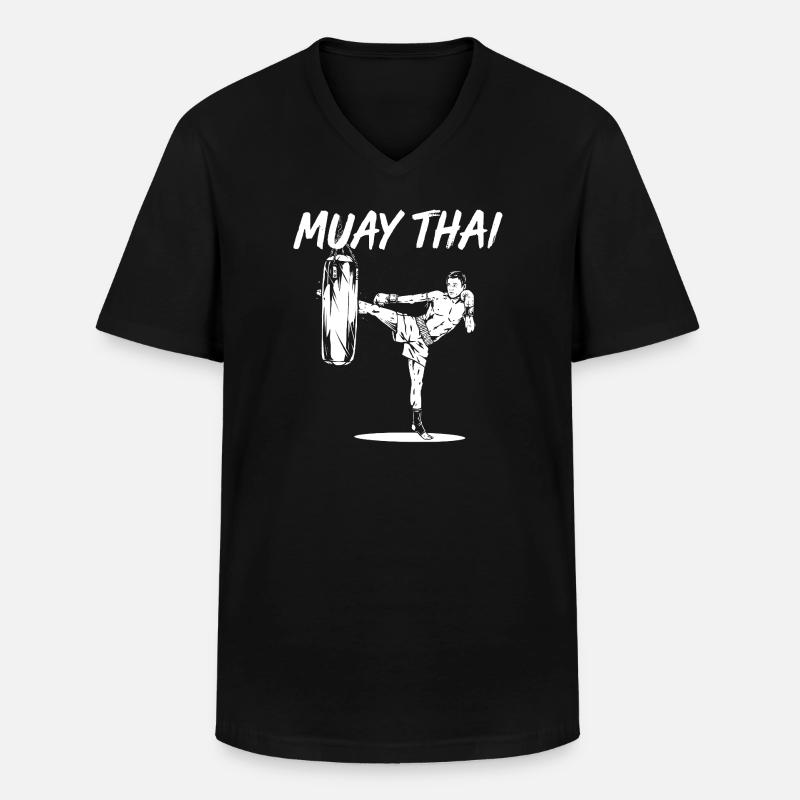 Muay Thai Training - Männer-T-Shirt mit V-Ausschnitt - Schwarz