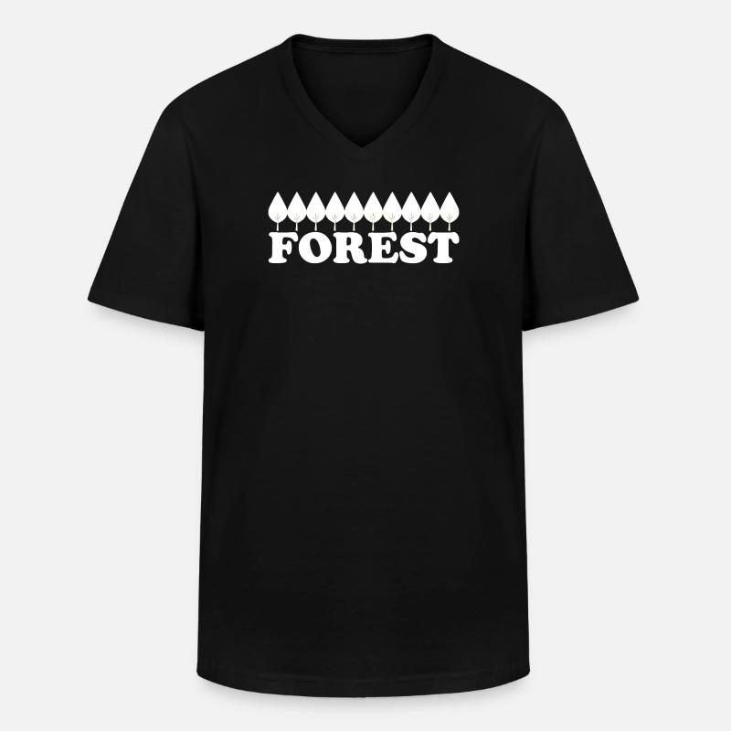 FOREST - Männer-T-Shirt mit V-Ausschnitt - Schwarz