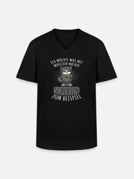 Menschen Schubsen Lustiger Spruch - Männer-T-Shirt mit V-Ausschnitt - Schwarz