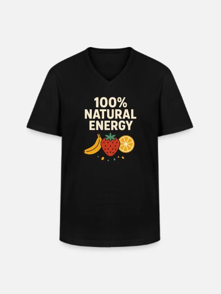 100% Natural Energy – Fruit Lover Design - Men's V-Neck T-Shirt - black