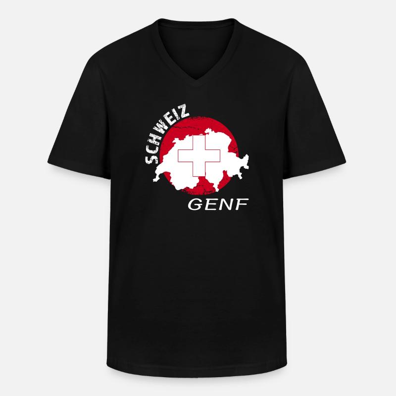 Genf - Männer-T-Shirt mit V-Ausschnitt - Schwarz