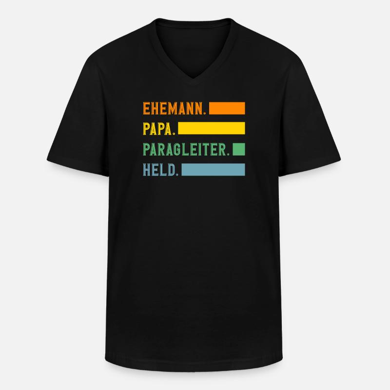 Ehemann Papa Gleitschirm Abenteuer Paragliding - Männer-T-Shirt mit V-Ausschnitt - Schwarz