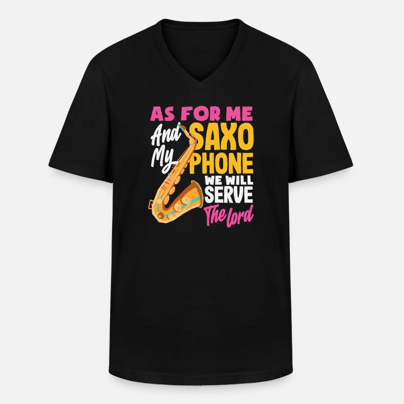 Saxofon - Männer-T-Shirt mit V-Ausschnitt - Schwarz