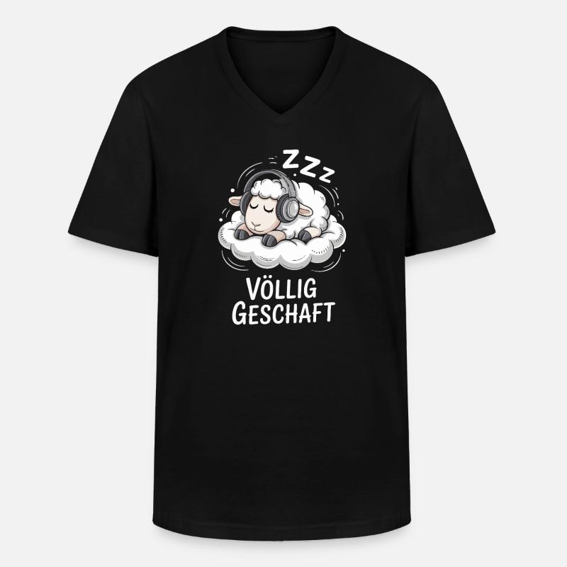 Völlig geschafft geSchaft Schaf Design - Männer-T-Shirt mit V-Ausschnitt - Schwarz