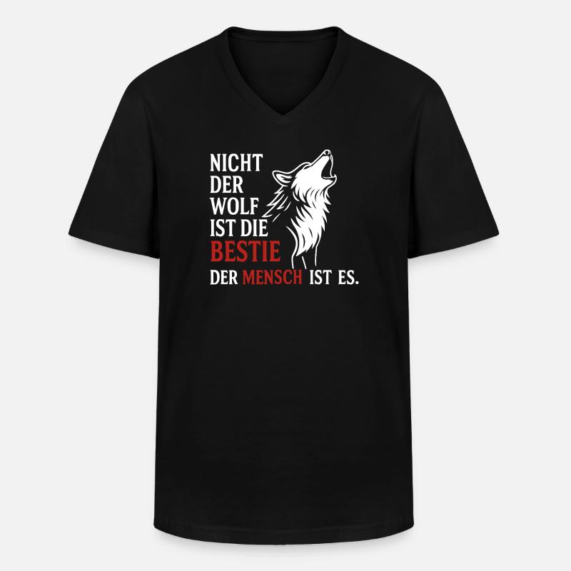 CoolesWolfs Design mit Spruch - Männer-T-Shirt mit V-Ausschnitt - Schwarz