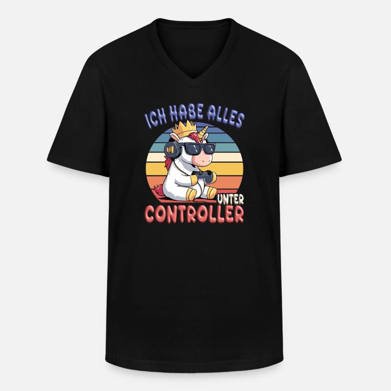der könig will zocken - Männer-T-Shirt mit V-Ausschnitt - Schwarz