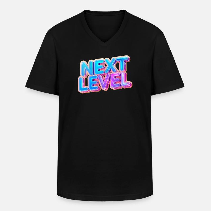 3D-Text der nächsten Stufe – mutiges Verlaufsdesign - Männer-T-Shirt mit V-Ausschnitt - Schwarz
