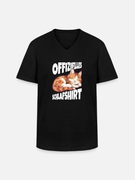 Offizielles Schlafshirt Katze - Männer-T-Shirt mit V-Ausschnitt - Schwarz