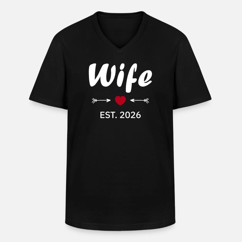 Ehefrau ist 2026 - Männer-T-Shirt mit V-Ausschnitt - Schwarz