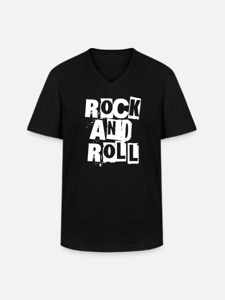 Rock'n'Roll-Grunge-Typografie - Männer-T-Shirt mit V-Ausschnitt - Schwarz