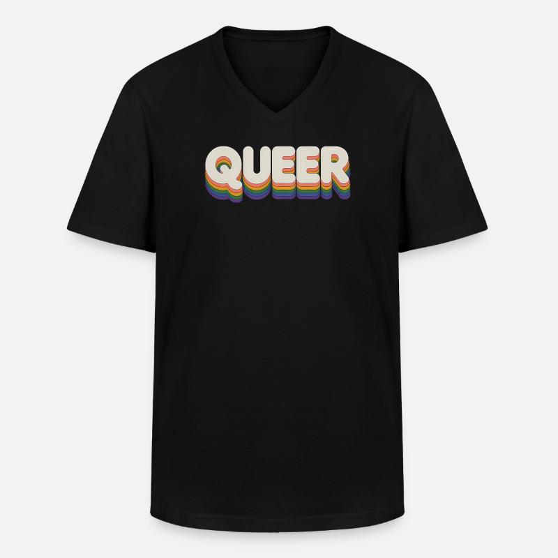 Queer - Cool Pride Logo - Männer-T-Shirt mit V-Ausschnitt - Schwarz