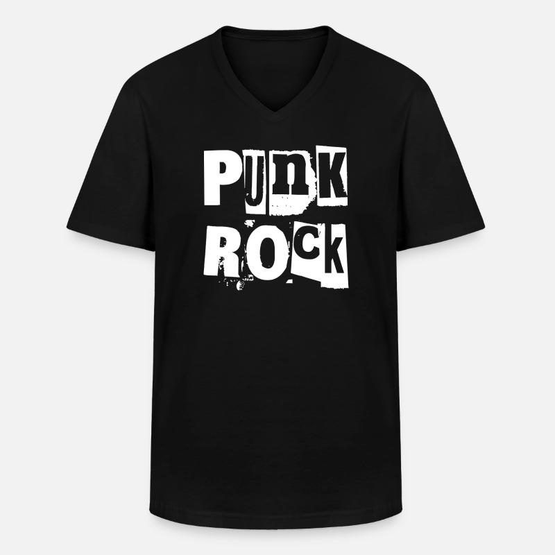 Punkrock Distressed Text Kunst - Männer-T-Shirt mit V-Ausschnitt - Schwarz