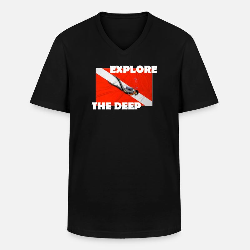 EXPLORE THE DEEP - Männer-T-Shirt mit V-Ausschnitt - Schwarz