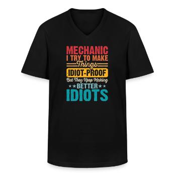 Mechanic Mechatronics Technician Handyman Gift - Men's V-Neck T-Shirt - black - Front - AI Model Male 178 dark (178cm)