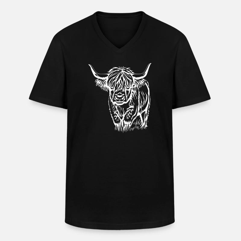 Schottisches Hochlandrind Geschenk - Männer-T-Shirt mit V-Ausschnitt - Schwarz