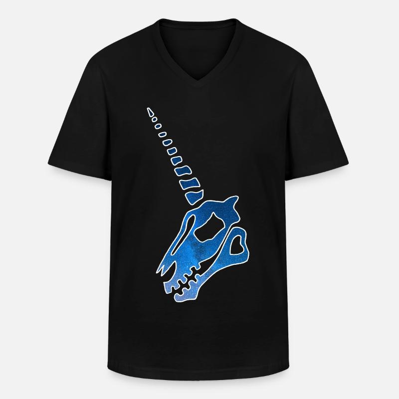 Einhornschädel und Sternenhimmel - Männer-T-Shirt mit V-Ausschnitt - Schwarz