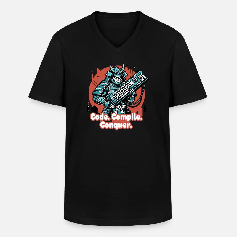 Code Battle Samurai avec clavier - T-shirt col V Homme - noir