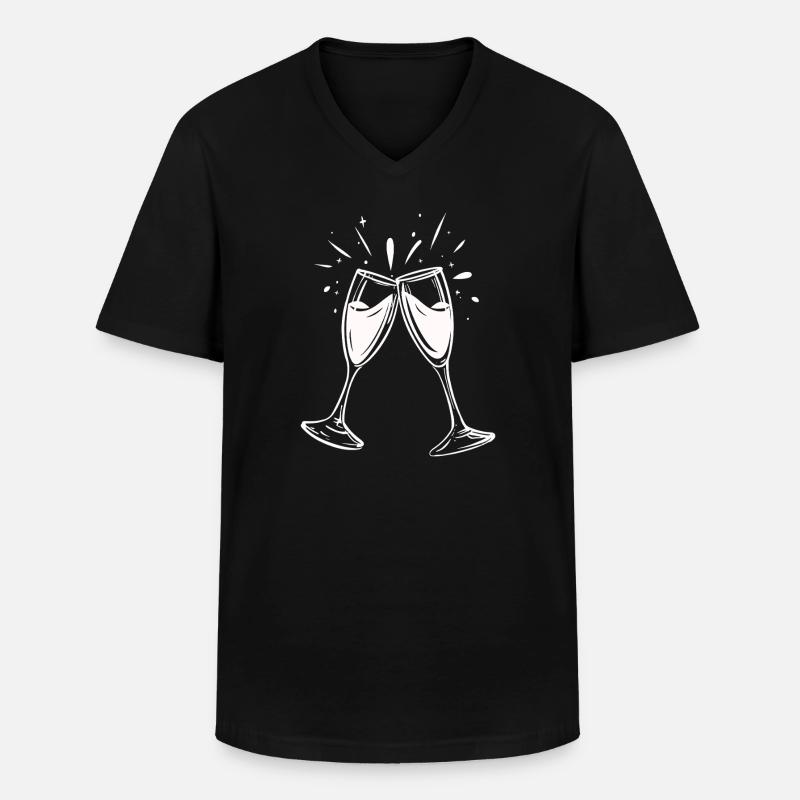 Sekt-Prosecco-Glas - Männer-T-Shirt mit V-Ausschnitt - Schwarz