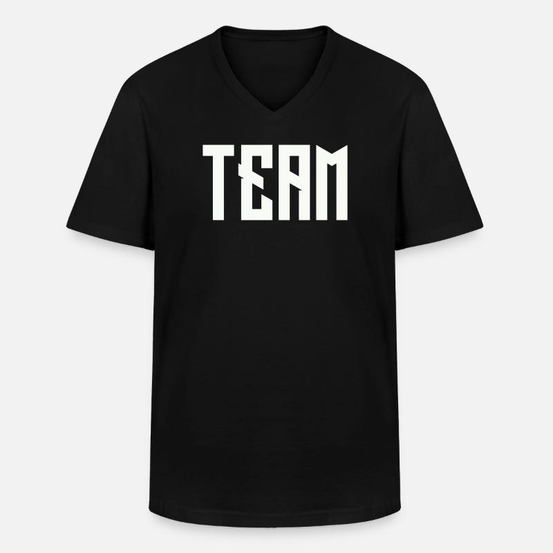 TEAM Blockschrift  - Männer-T-Shirt mit V-Ausschnitt - Schwarz