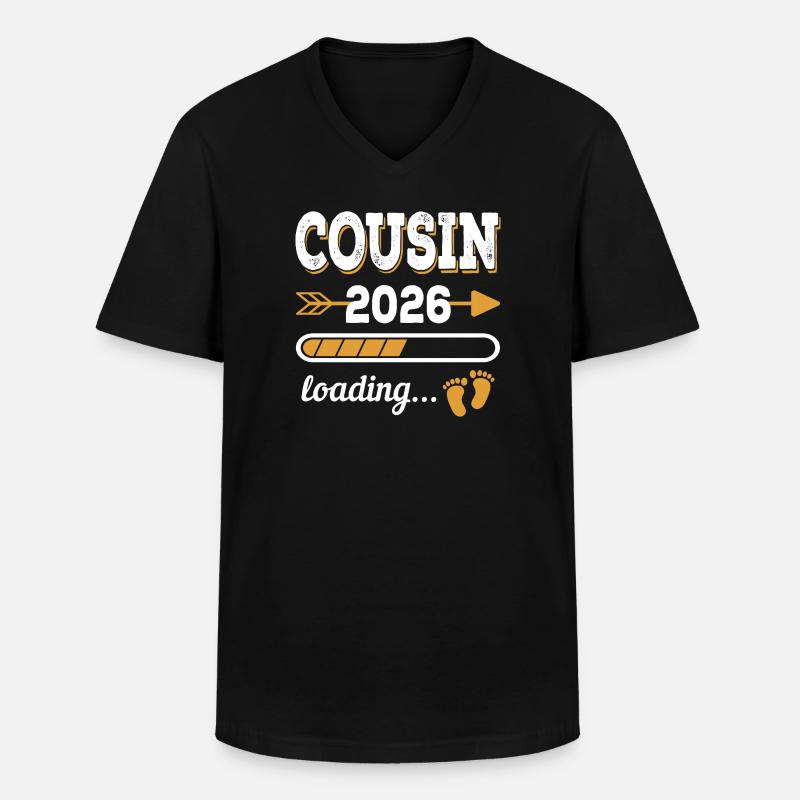 Cousin 2026 Loading Großer Cousin Geschenk - Männer-T-Shirt mit V-Ausschnitt - Schwarz