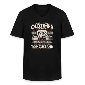 Oldtimer_1986_Jahrgang_Vintage_Retro_Geburtstag - Männer-T-Shirt mit V-Ausschnitt - Schwarz - Vorne - AI Model Male 178 dark (178cm)
