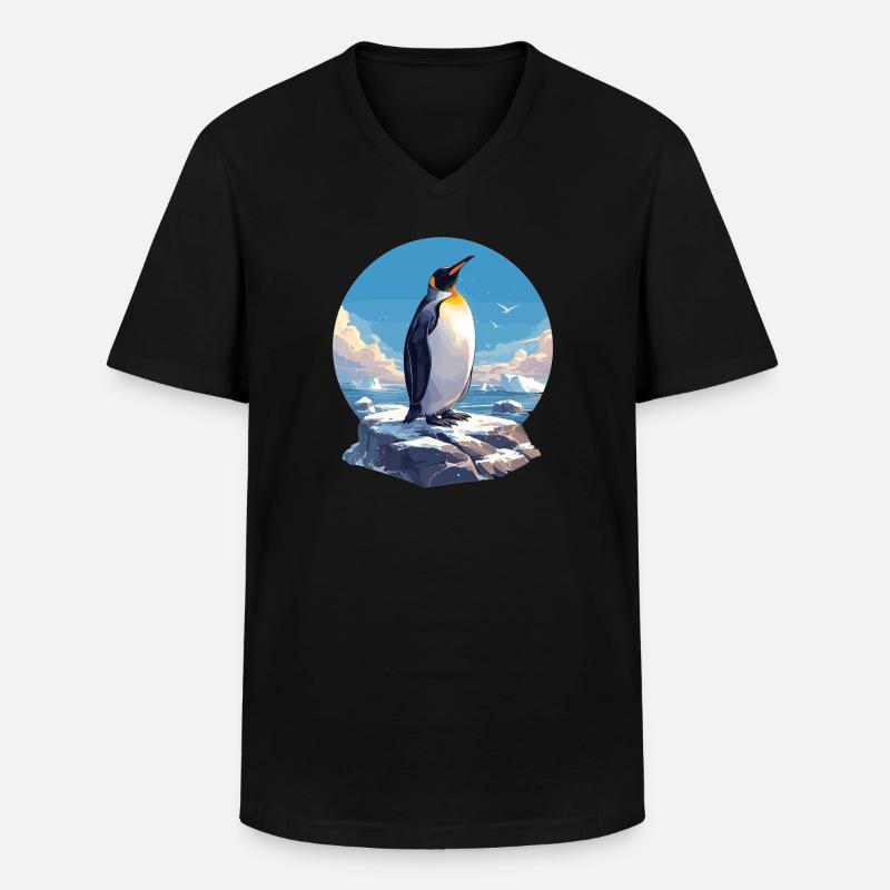 Pinguine Pinguin - Männer-T-Shirt mit V-Ausschnitt - Schwarz