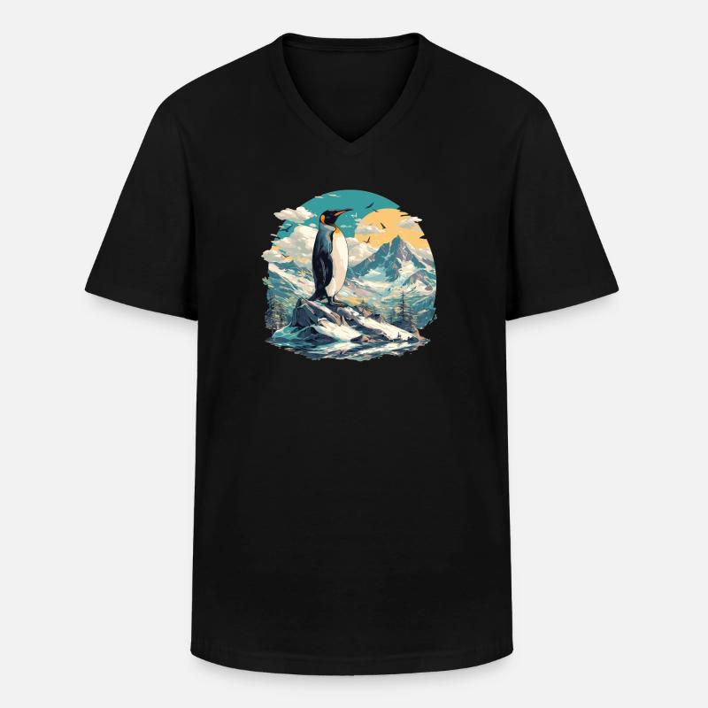 Pinguine Pinguin - Männer-T-Shirt mit V-Ausschnitt - Schwarz