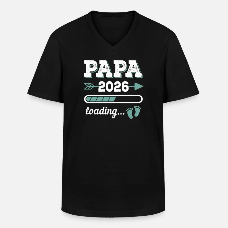 Papa 2026 Loading Werdender Vater Geschenkidee - Männer-T-Shirt mit V-Ausschnitt - Schwarz