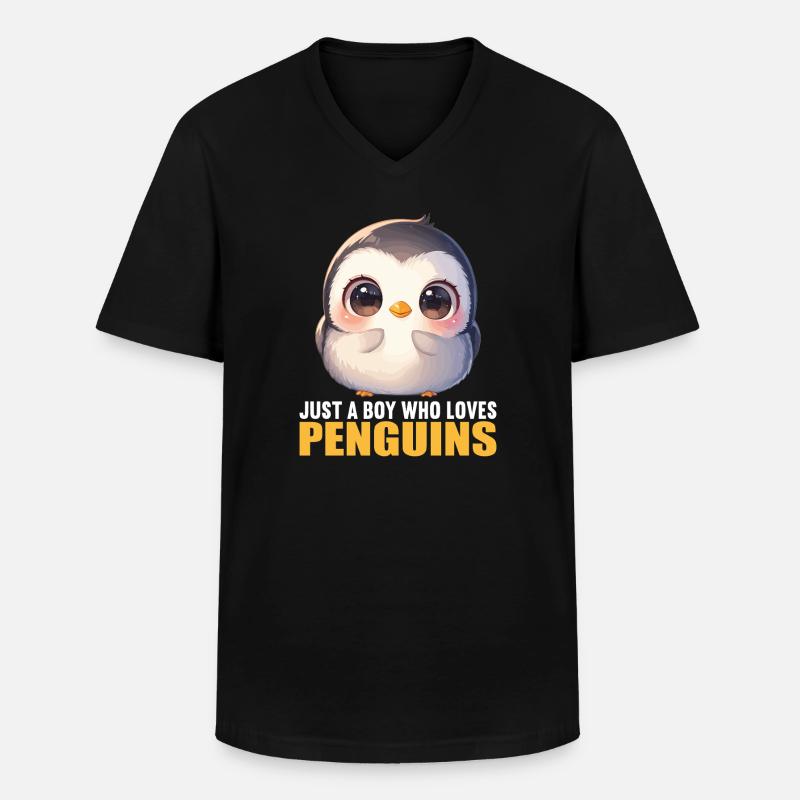 Pinguine Pinguin - Männer-T-Shirt mit V-Ausschnitt - Schwarz