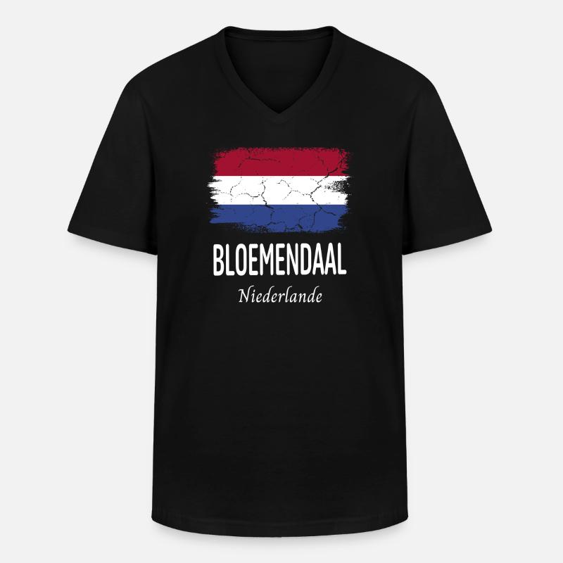 Bloemendaal - Männer-T-Shirt mit V-Ausschnitt - Schwarz
