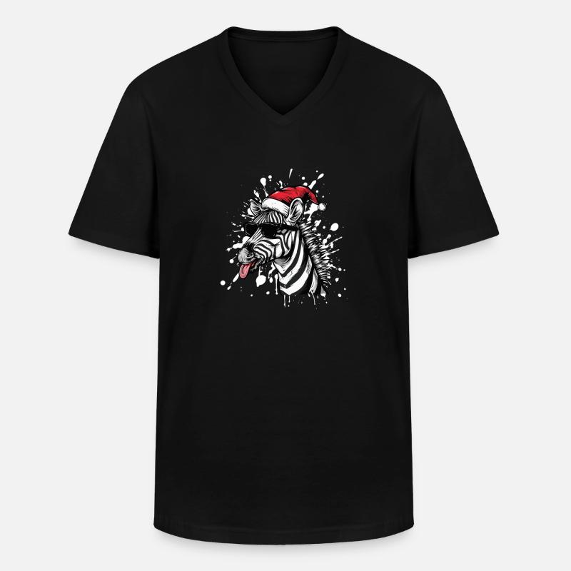 Zebra Weihnachten Lustig - Männer-T-Shirt mit V-Ausschnitt - Schwarz