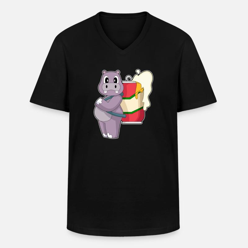 Nilpferd Bier - Männer-T-Shirt mit V-Ausschnitt - Schwarz
