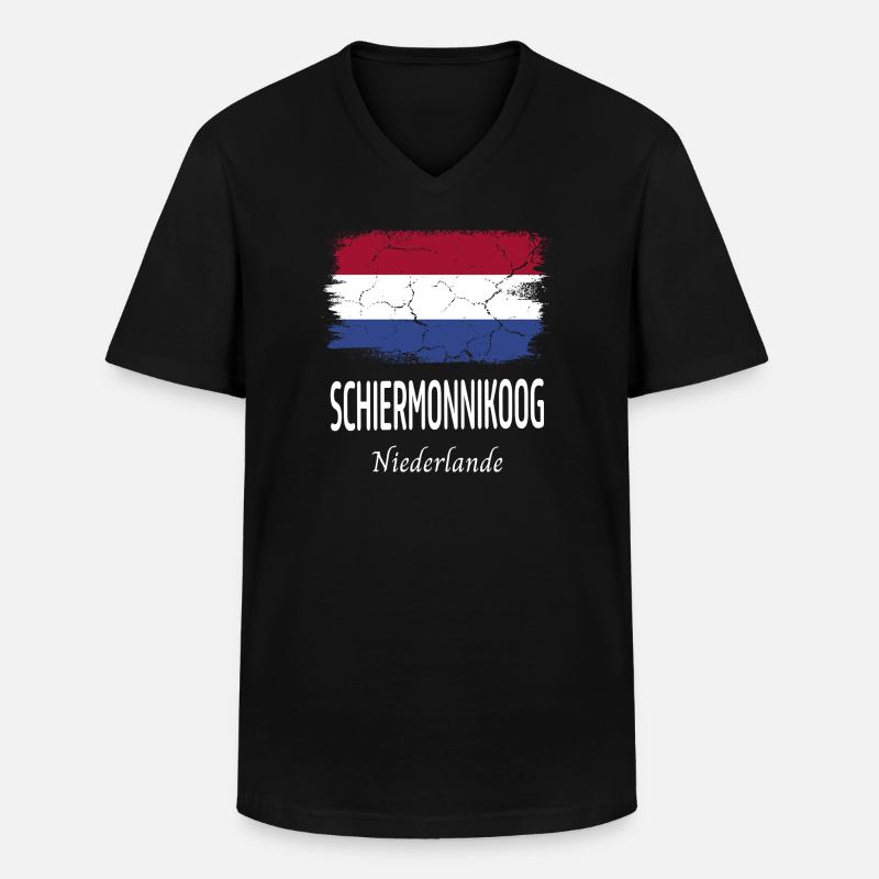 Schiermonnikoog - Männer-T-Shirt mit V-Ausschnitt - Schwarz