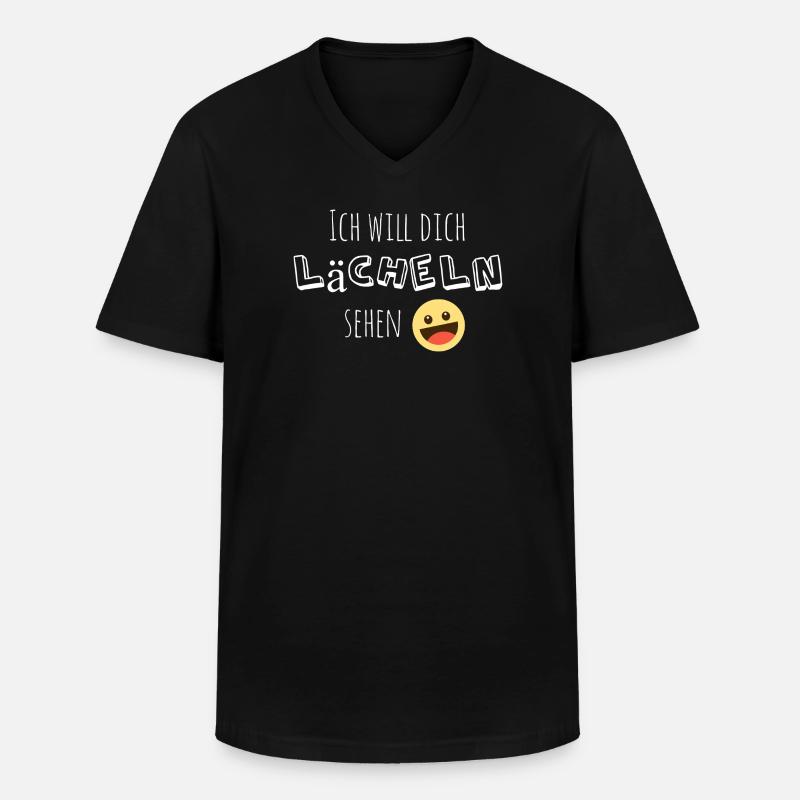 Ich will dich lächeln sehen - Männer-T-Shirt mit V-Ausschnitt - Schwarz