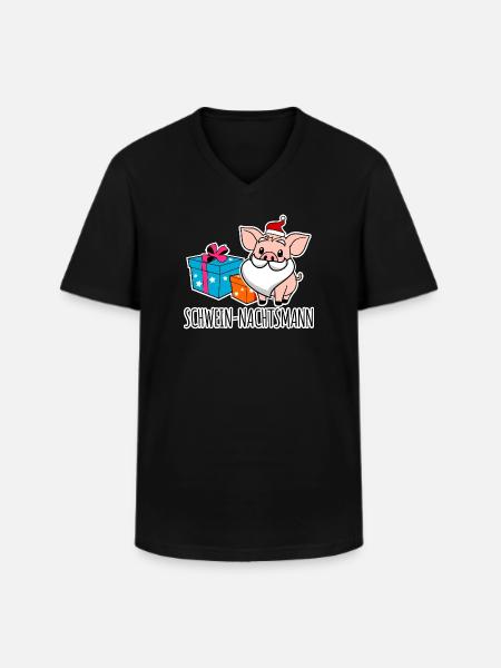 Merry Christmas with the Pig Nightman! - Men's V-Neck T-Shirt - black