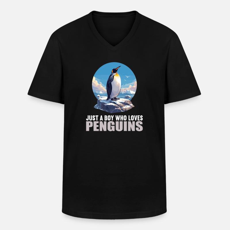 Pinguine Pinguin - Männer-T-Shirt mit V-Ausschnitt - Schwarz