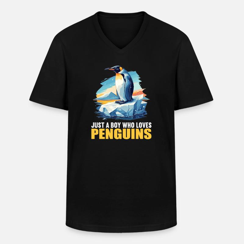 Pinguine Pinguin - Männer-T-Shirt mit V-Ausschnitt - Schwarz