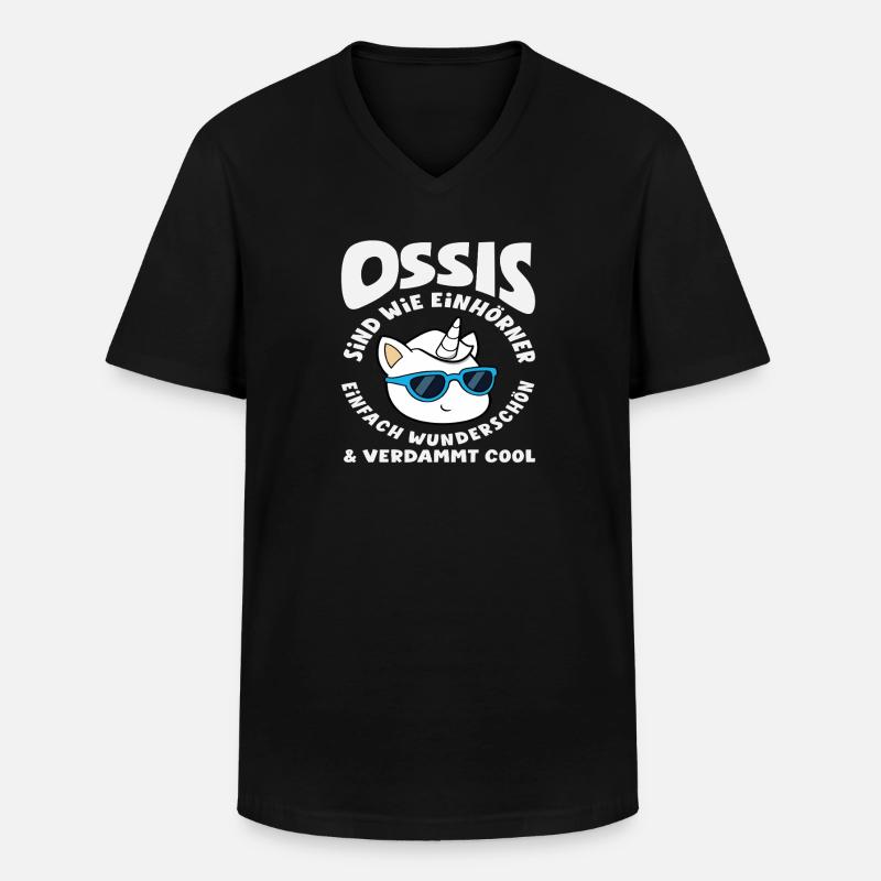 Ossi Einhörner Spruch DDR Stolz - Männer-T-Shirt mit V-Ausschnitt - Schwarz
