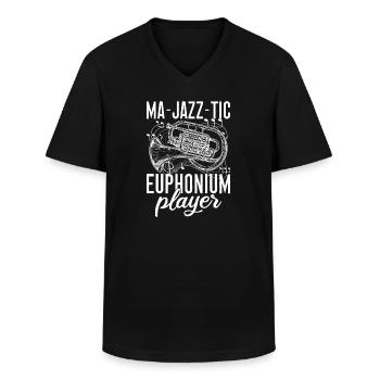 Barytoniste Ma-Jazz-Tic Player Euphonium - T-shirt col V Homme - noir - Devant - AI Model Male 178 dark (178cm)