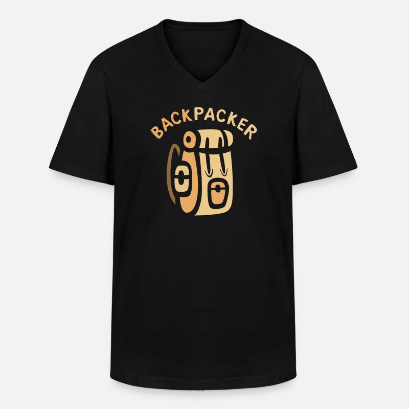 Backpacker Comic Backpack Design - Men's V-Neck T-Shirt - black