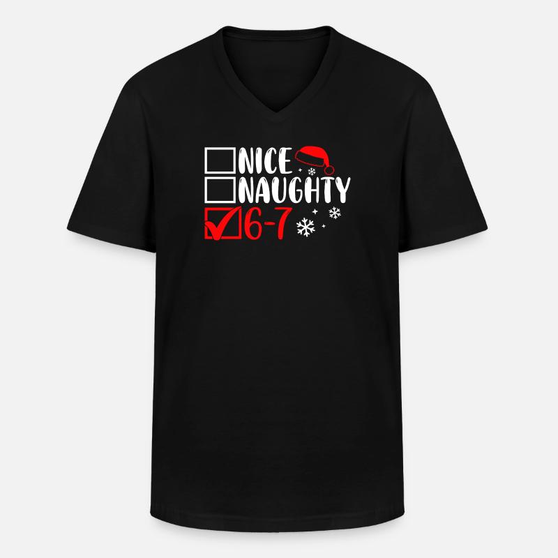 Funny Christmas Nice Naughty 67 - Männer-T-Shirt mit V-Ausschnitt - Schwarz